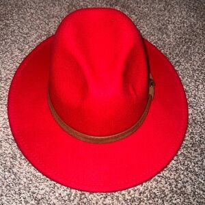 Red fedora hat